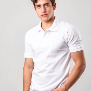 Camisa Tipo Polo Doble Pique Blanca
