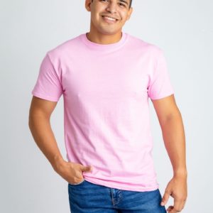 Camiseta Rosa Pálido para Adulto Cuello Redondo