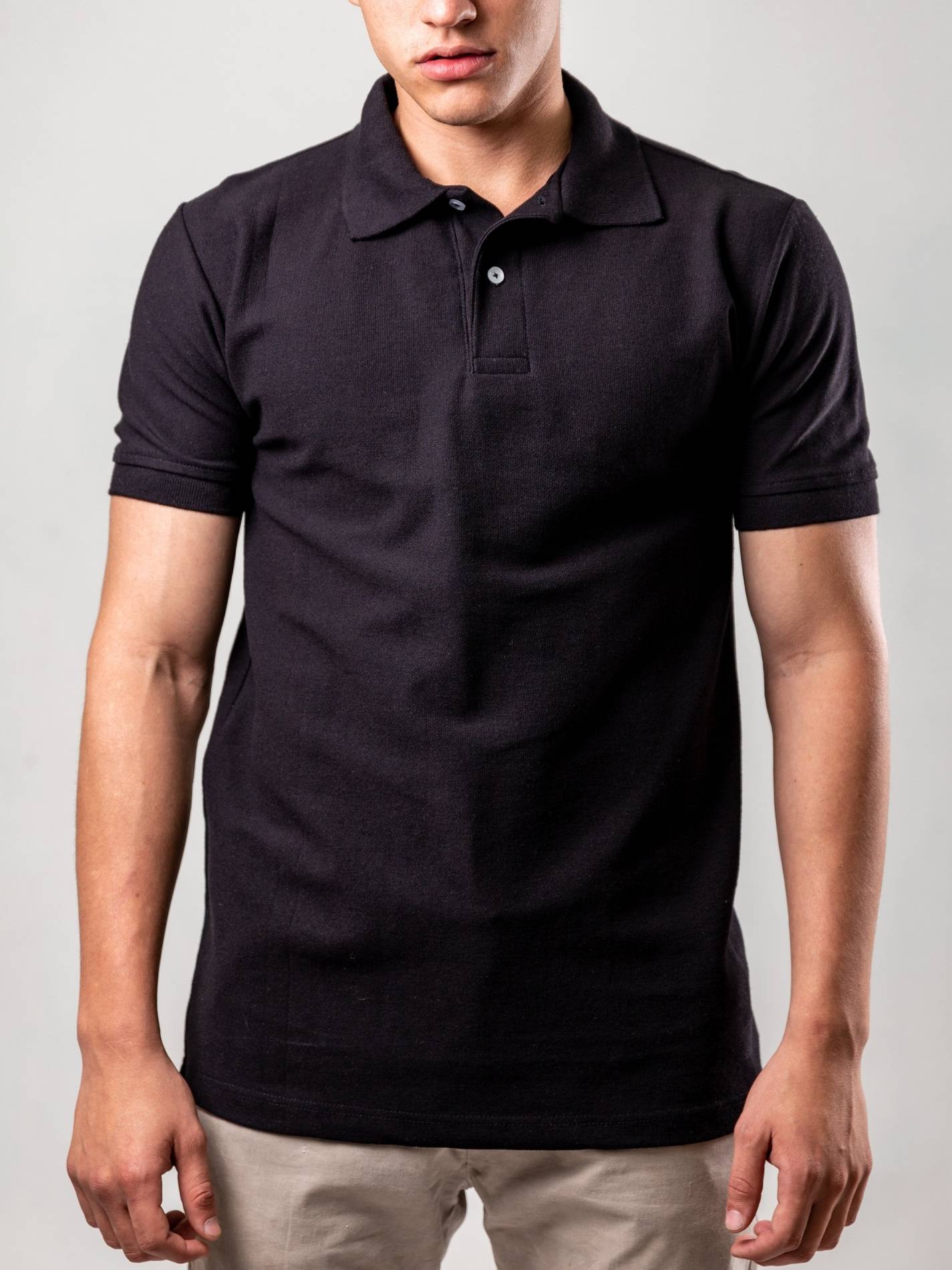 Camisa Tipo Polo Doble Pique Negra